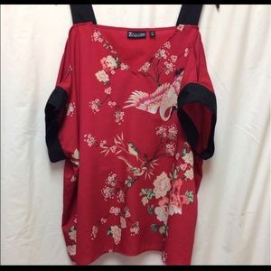 New York & company cold-shoulder blouse.